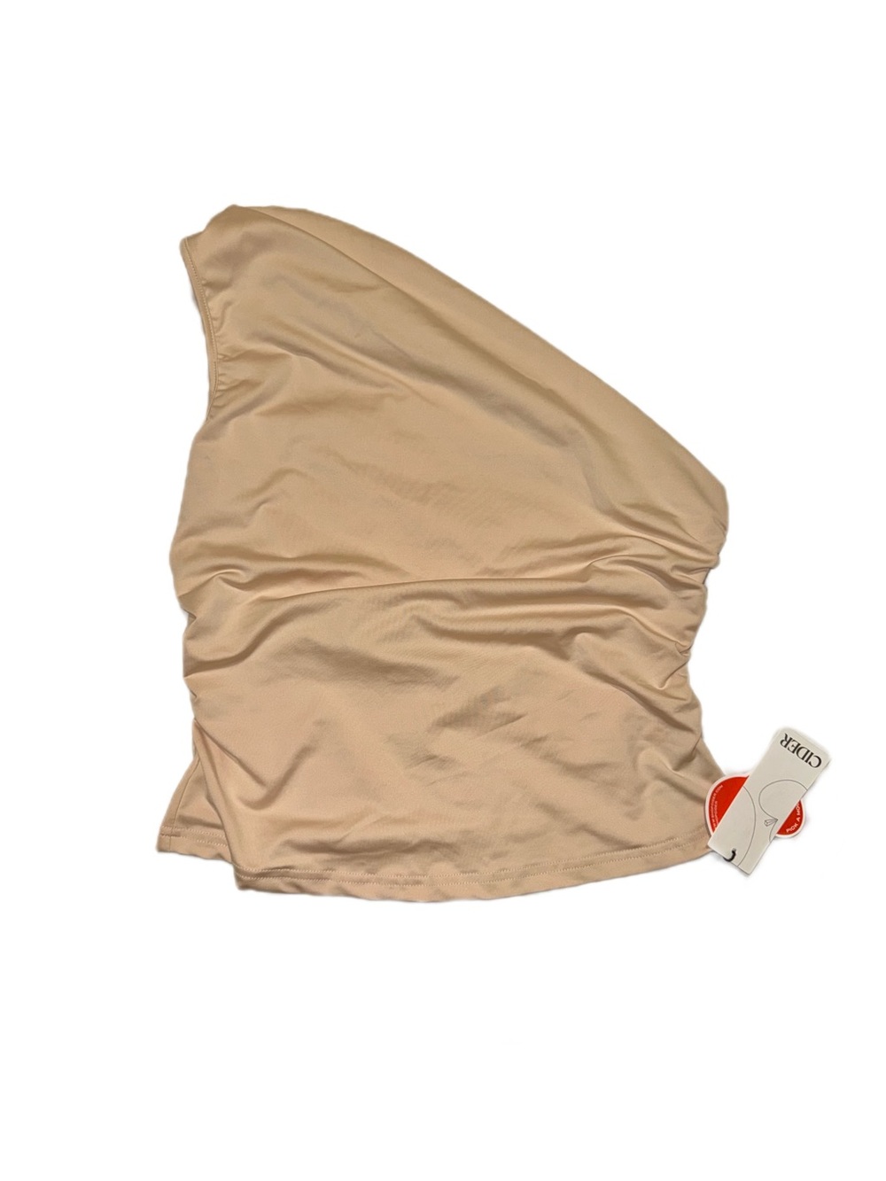 CIDER One-Shoulder Beige Tank Top